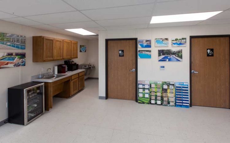 Aquamarine Pools sales office, restrooms